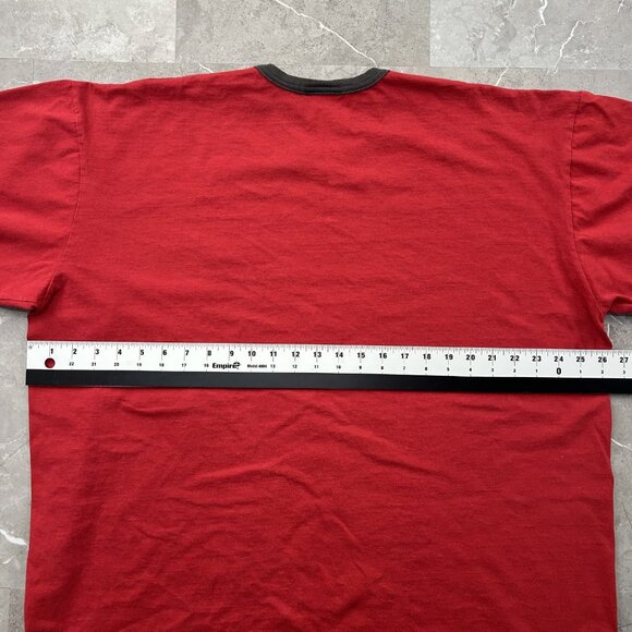 Vintage Nike Shirt Mens 2XL Red Swoosh Logo Ringer Tee Silver Tag Spell Out y2k - Picture 6 of 8